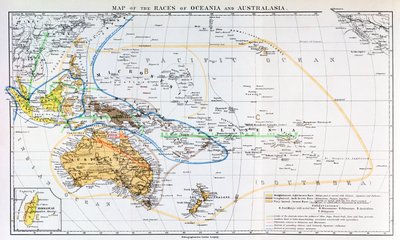 Kort over racerne i Oceanien og Australasien, fra 