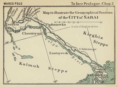 Kort til illustration af den geografiske placering af byen Sarai (litho) af English School