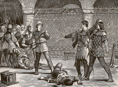 Marcel and the Dauphin of France, illustration fra Cassells Illustrated History of England (sepia foto) af English School