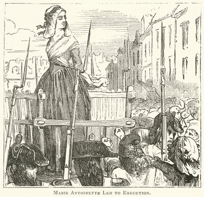 Marie Antoinette ført til henrettelse (kobberstik) af English School