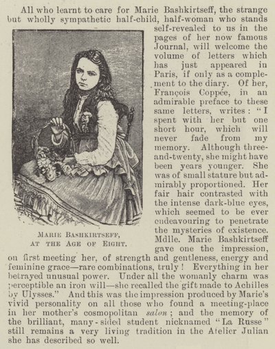 Marie Bashkirtseff, i en alder af otte (gravering) af English School