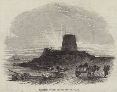Martello Towers på Kentish Coast (gravering) af English School