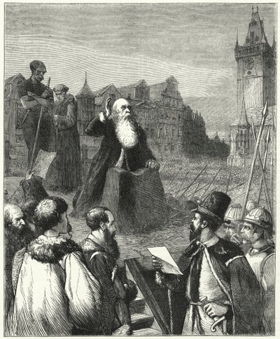 Baron Wenzels Martyrium af Construction, Prag, 1621 af English School