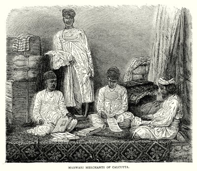 Marwari-købmænd i Calcutta (kobberstik) af English School