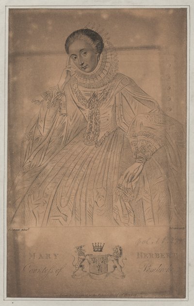 Mary Herbert, grevinde af Pembroke (kobberstik) af English School
