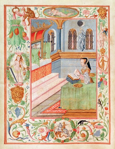Mary I velsignende kramperinge (pigment på vellum) af English School
