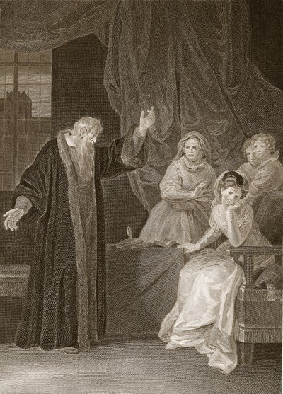 Mary Queen of Scots irettesat af Knox, illustration fra David Humes The History of England, pub. af R. Bowyer, London, 1812 af English School