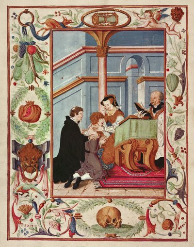 Mary Tudor rører ved en scrofulous dreng af English School