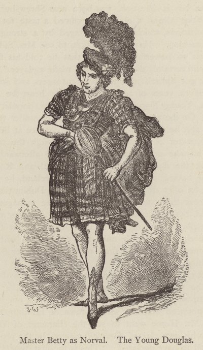 Mester Betty som Norval, den unge Douglas (gravering) af English School