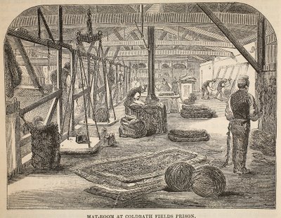 Måtteværelse i Coldbath Fields Prison, illustration fra The Criminal Prisons of London og Scenes from Prison Life af Henry Mayhew og John Binny, pub. 1862 af English School