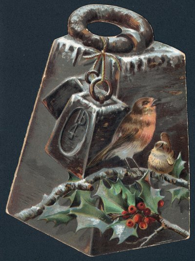 Måling af vægt og Robins, julekort af English School