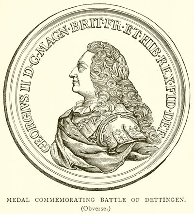 Medalje til minde om Slaget ved Dettingen. (Forside) af English School