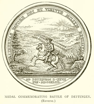 Medalje til minde om Slaget ved Dettingen. (Baglæns) af English School