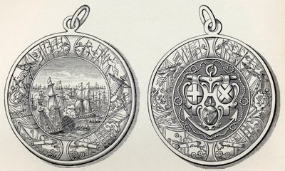 Medalje til minde om admiral Robert Blakes sejre over hollænderne i 1653, fra A Short History of the English People af J. R. Green, udgivet 1893 af English School