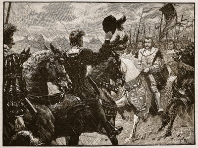 Møde mellem Henrik og kejser Maximilian, illustration fra Cassells Illustrated History of England (sepiafoto) af English School
