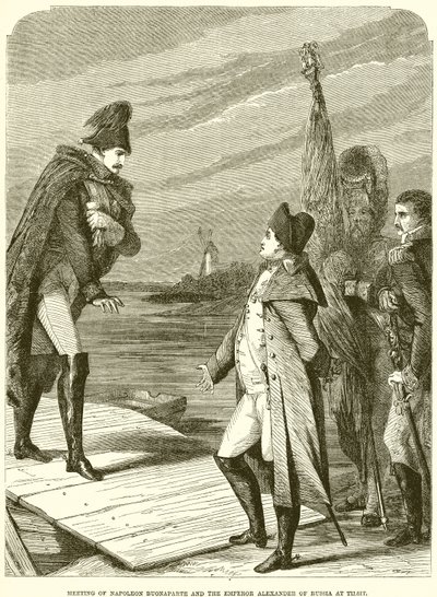 Møde mellem Napoleon Buonaparte og kejser Alexander af Rusland i Tilsit af English School