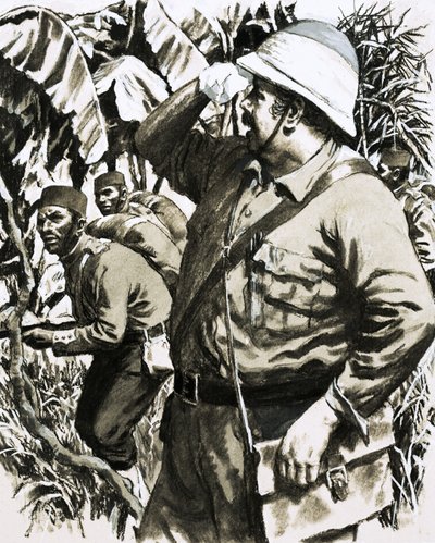 Melton Prior marcherer gennem den burmesiske jungle med det 11. bengalske indfødte infanteri af English School