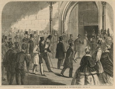 Medlemmer af Commons ved den private dør til huset i Westminster Hall af English School