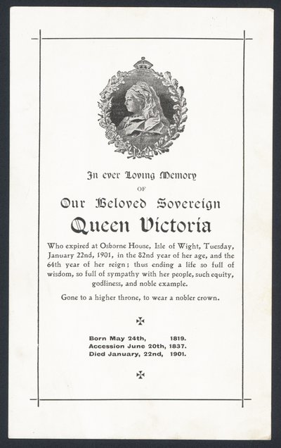 Mindekort for dronning Victoria af English School