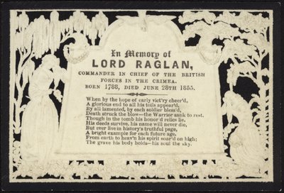 Mindekort til minde om Lord Raglan af English School