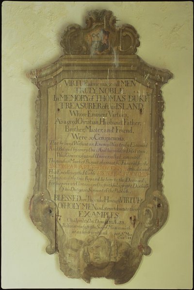 Mindesmærke for Thomas Duke, 1750 (malet træ) af English School