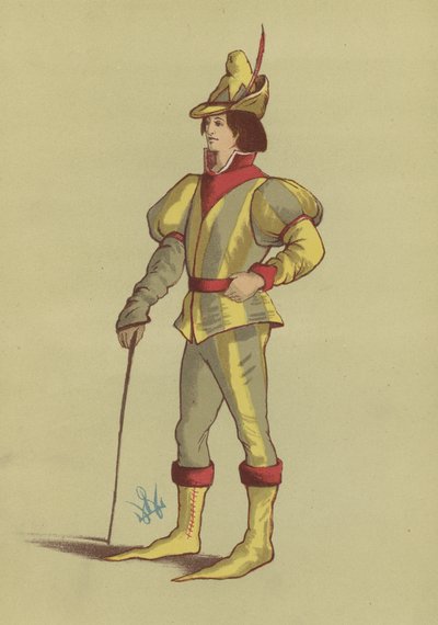 Männerkostüm aus der Regierungszeit von Edward IV von English School