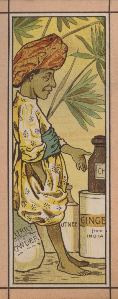 Illustration af menu: Karry (farvelitografi) af English School