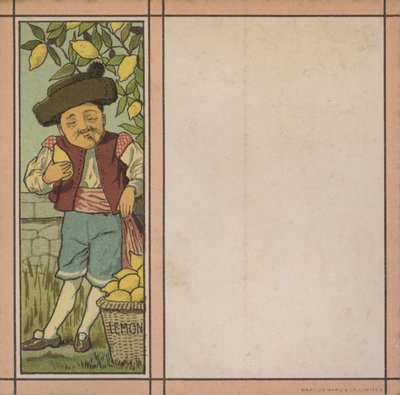 Menu illustration: Citron (farve litho) af English School