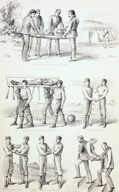Metoder til at bære sårede personer, c.1890 af English School