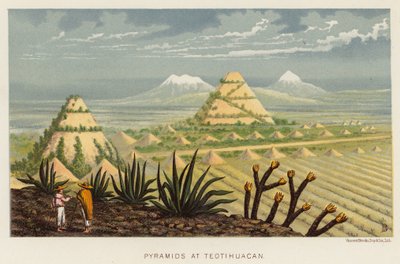 Mexico: Pyramiderne ved Teotihuacan (farve litho) af English School