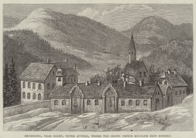 Meyerling, nær Baden, Øvre Østrig, hvor kronprins Rudolph skød sig selv (gravering) af English School