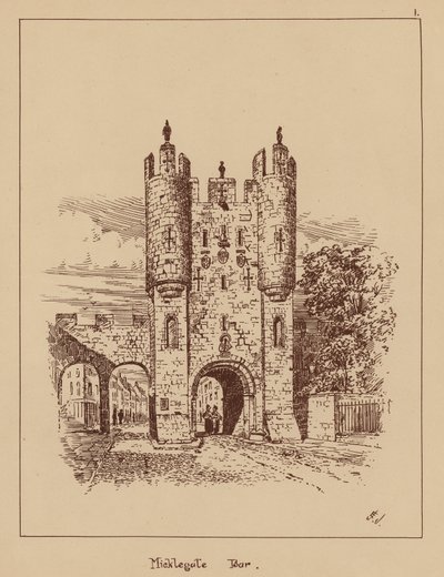 Micklegate Bar (litografi) af English School