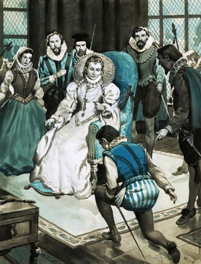 Miles Philips får audiens af dronning Elizabeth I af English School