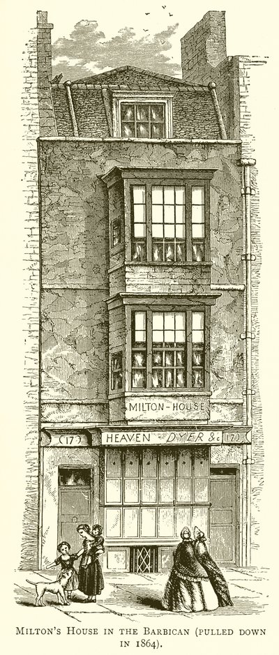 Miltons House in the Barbican (revet ned i 1864) af English School