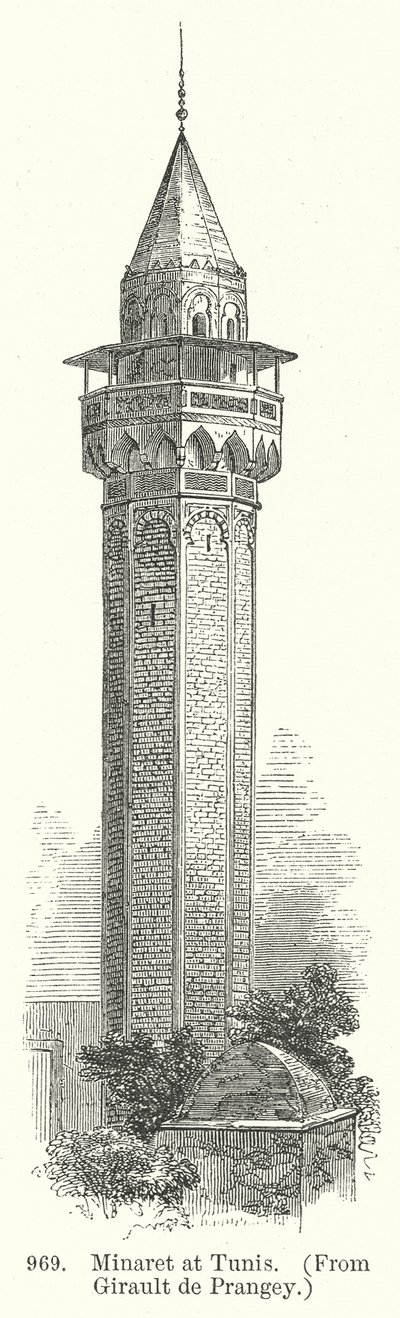 Minaret at Tunis (engraving) af English School