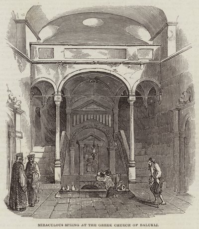 Mirakuløst forår ved den græske kirke i Balukli (gravering) af English School