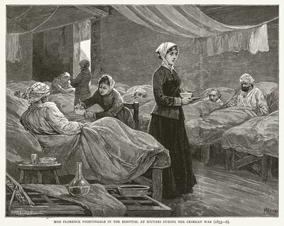 Frøken Florence Nightingale på hospitalet i Scutari under Krimkrigen (1855--6) af English School