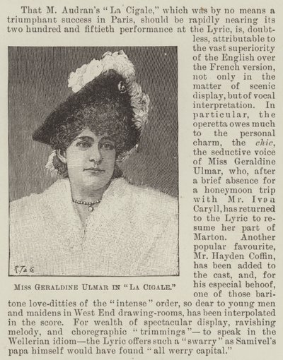 Miss Geraldine Ulmer i "La Cigale" (gravering) af English School