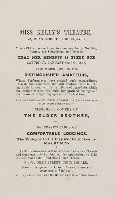 Miss Kellys Theatre, 73 Dean Street, Soho Square, London af English School