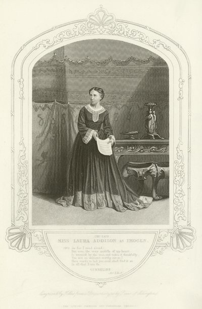 Miss Laura Addison som Imogen, Cymbeline, Akt I, Scene VII af English School