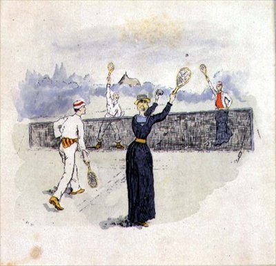 Mixed Doubles (akvarel, pen og blæk på papir) af English School