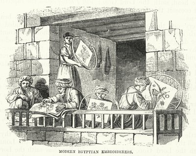 Moderne egyptiske broderere (gravering) af English School