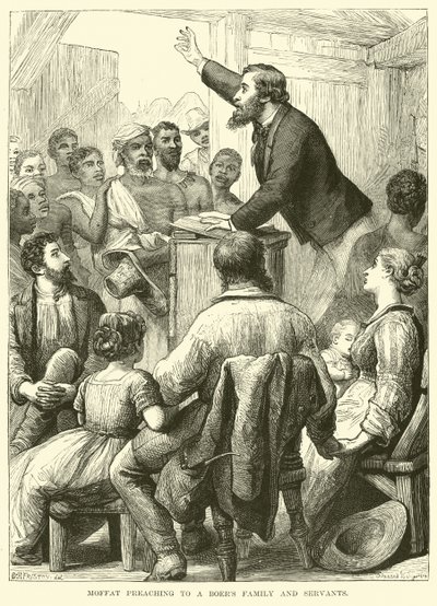 Moffat prædiker for en boers familie og tjenere af English School