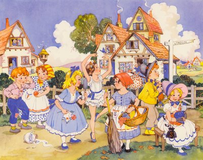 Mandagens barn er smukt i ansigtet (farvelitografi) af English School