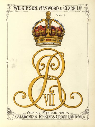 Monogram af kong Edward VII (chromolitho) af English School