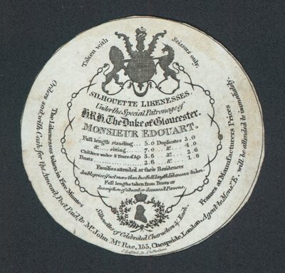 Monsieur Edouart, Silhouette Likenesses, trade card af English School