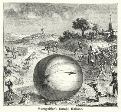 Montgolfiers røgballon (gravering) af English School