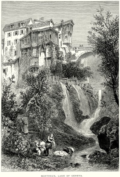 Montreux, Genèvesøen (kobberstik) af English School