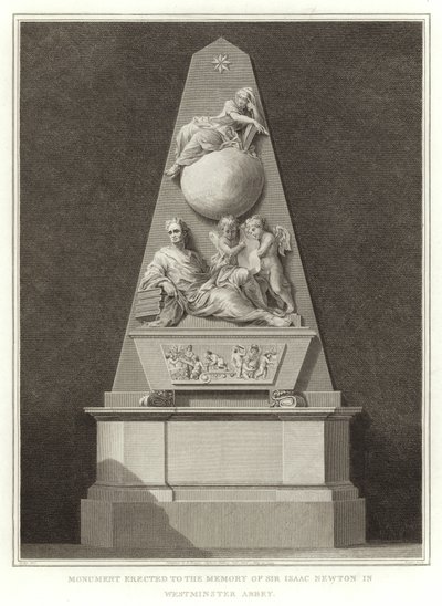 Monument rejst til minde om Sir Isaac Newton i Westminster Abbey af English School