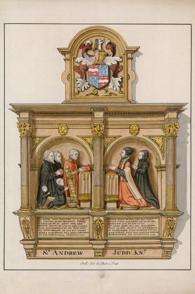 Monument til Sir Andrew Judd, sherif og borgmester, i St Helens Bishopsgate, London af English School